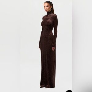 Naked Wardrobe BURNOUT PRINT TURTLENECK MAXI DRESS XS